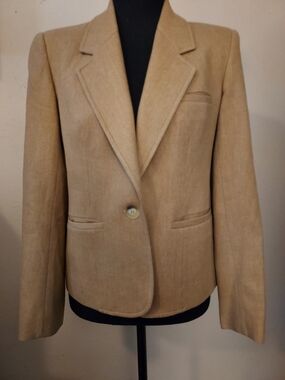 Evan Picone Vintage Camel Structured Wool Blend Blazer
